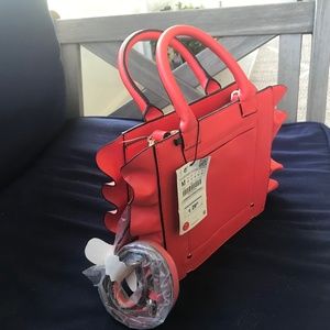 Zara Small Long / Short Strap Orange Ruffle Bag